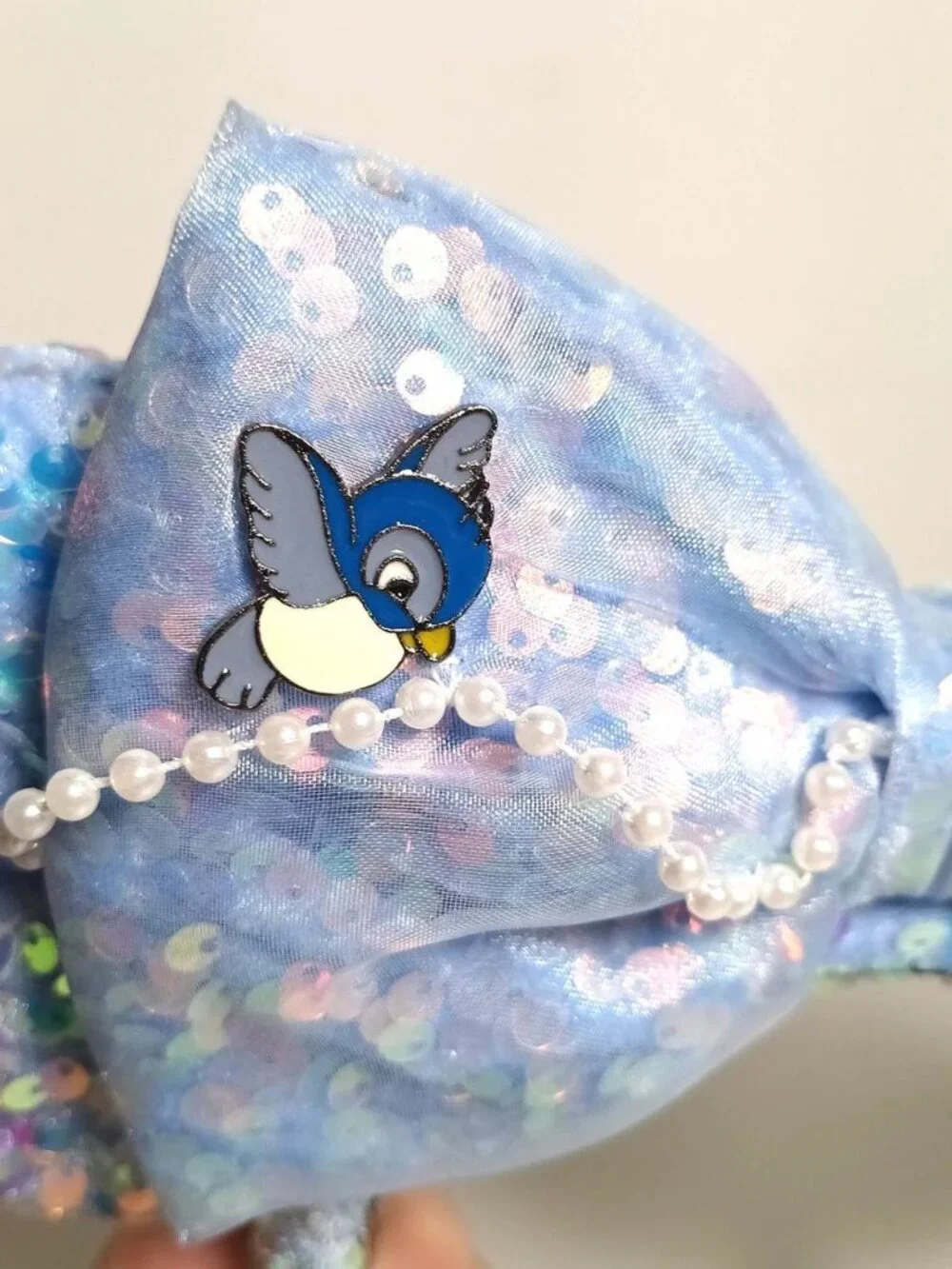 Custom made Cinderella Blue Sequin Minnie Mouse Ears Headband Disney